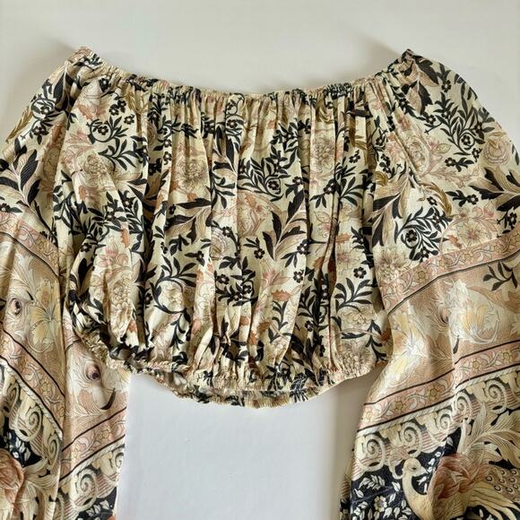 Spell & The Gypsy Pearl Oasis Off the Shoulder Cropped Floral Blouse Size Small - Picture 7 of 9